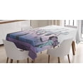 thumbnail image 1 of Party Tablecloth, Festival Girls in the Front Row Cheering at the Concert Hall, Rectangular Table Cover for Dining Room Kitchen, 52" X 70",Lavender Blue Charcoal Black Lilac, by Ambesonne, 1 of 3