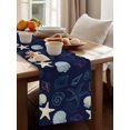 thumbnail image 4 of Marines Life Table Runner, Beige Starfish Shell Coastal Summer Dark Blue Cotton Linen Kitchen Table Decoration Washable Dining Tabletop Runners for Home Party Decor 14x72 Inches, 4 of 9
