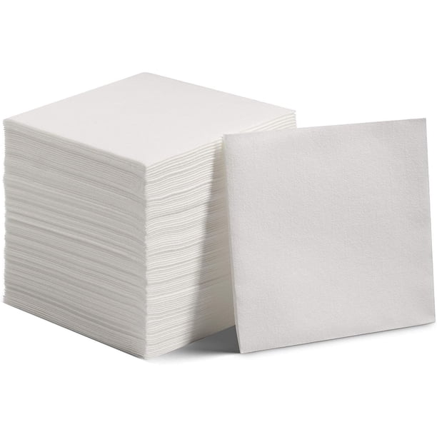 Servilletas de cóctel Desechables de Lino, 100 Unidades, servilletas de Tela Blanca para restaurantes, Bares y Eventos
