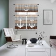 thumbnail image 5 of Ocean Ship Anchors Kitchen Curtains Valances and Tiers Set of 3 Brown Grey Gradient Wood Stripes Texture Tier Curtains and Valance with Rod Pocket for Small Windows, 27.5"x36", 5 of 9