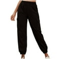 thumbnail image 3 of Elastic Waist Pants with Pockets, High Waisted Tummy Control Straight Leg Trousers, Solid Color Casual Work Office Slacks for Women, Business Casual Professional Style Gifts, 3 of 8