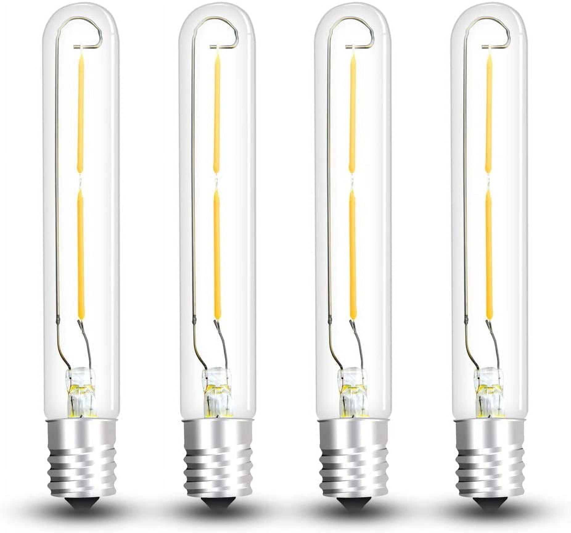 FEFEFW-LED T6.5 Exit Sign Clear Light Bulbs, 2W E17 Intermediate Base T6.5 LED Appliance Bulb (20W Incandescent Equivalent) for Refrigerator Freezer, Daylight 6000K (4-Pack,E17 Base)