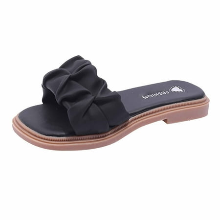 

Holiday Savings Deals! Kukoosong Toddler Sandals Shoes Baby Girls Sandals Cute Wrinkle Non-Slip Soft Sole Beach Roman Sandals Slippers Black 11 Years