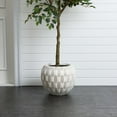 thumbnail image 4 of LuxenHome White and Beige Pattern 14.2-Inch Round Planter, 4 of 7