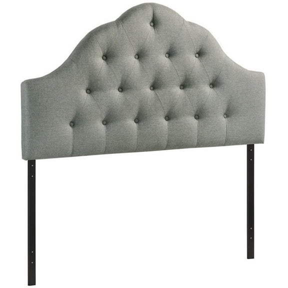 Hawthorne Collections Modern Fabric Queen Tufted Panel Headboard in Gray