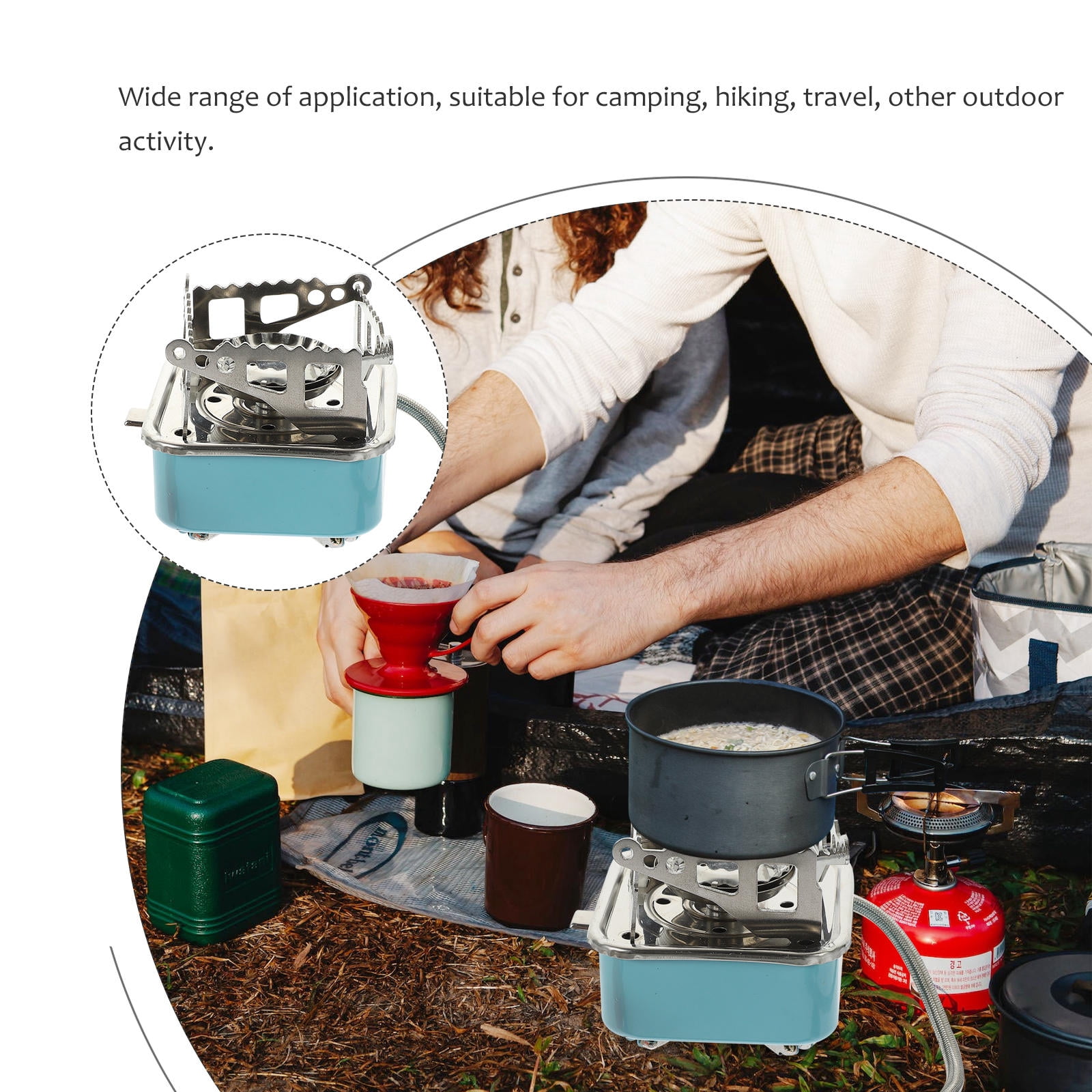 WHAMVOX  Portable Stove Outdoor Camping Gas Folding for Propane Green