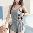 thumbnail image 2 of Conjuntos de pijamas para mujer, camisones de verano de color sólido 2024, camisola + pantalones cortos, trajes de 2 piezas, ropa de dormir holgada, ropa informal para el hogar para mujer, 2 of 5