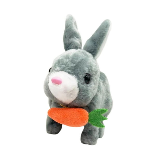 Conejito de peluche eléctrico de juguete, conejito realista, juguete realista encantador para caminar en vacaciones. Gris