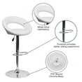 thumbnail image 2 of Contemporary White Vinyl Rounded Orbit-Style Back Adjustable Height Barstool with Chrome Base, 2 of 9
