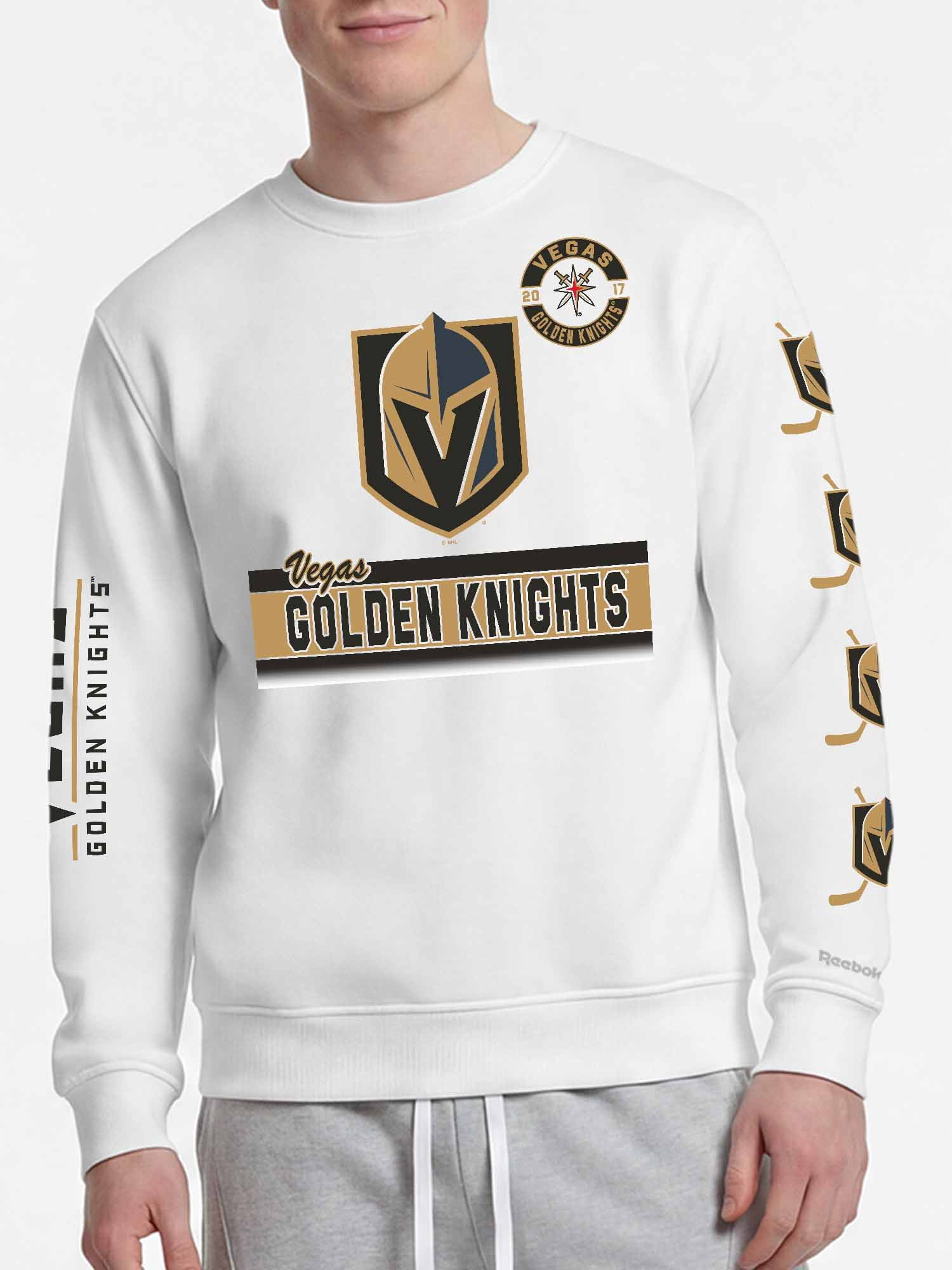 Vegas Golden Knights Reebok Mens White Crew Sweatshirt