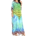 thumbnail image 3 of Sakkas Jabari Women's Maxi Short Sleeve Long Beach Kaftan Dress Boho Loose Gown - WT53-Turq - One Size, 3 of 5