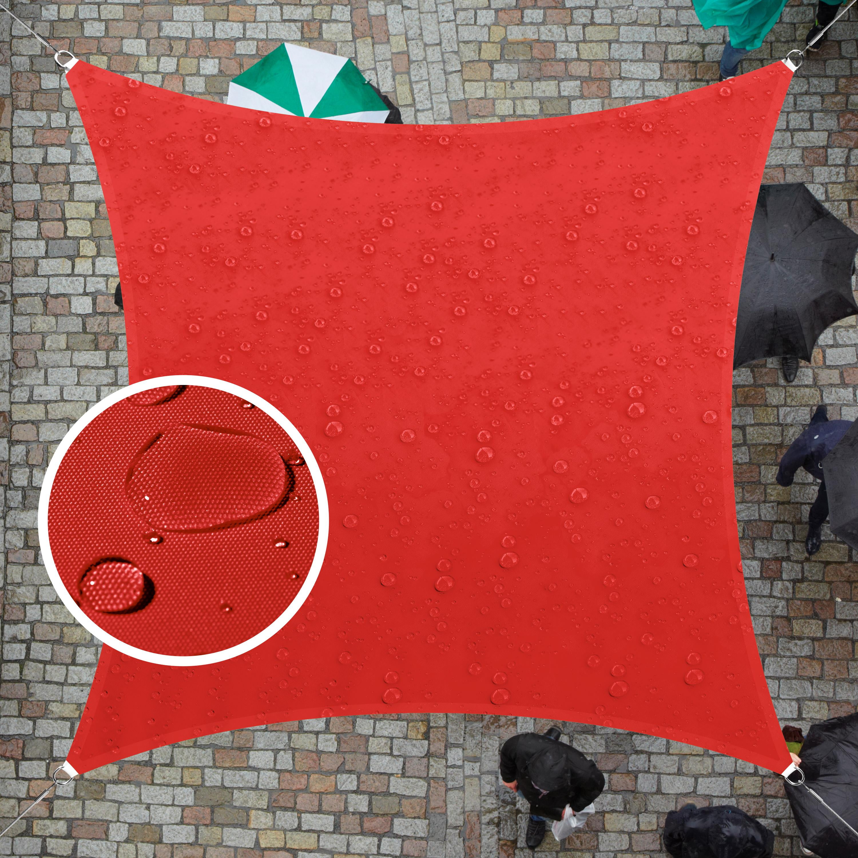 Red Waterproof Polyethylene Rectangle Sun Shade Sail Canopy, 8' x 20'