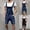 Dark Blue, variant on Mens Cargo Bib Overalls Shorts Distressed Denim Jumpsuit Outdoor Workwear Summer Pants