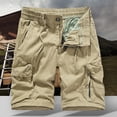 thumbnail image 2 of HOOMEUMY Men's Cargo Shorts Cotton Loose Fit Stretch Breathable Multi-Pockets Straight Summer Beach Short Pants Yellow L, 2 of 7