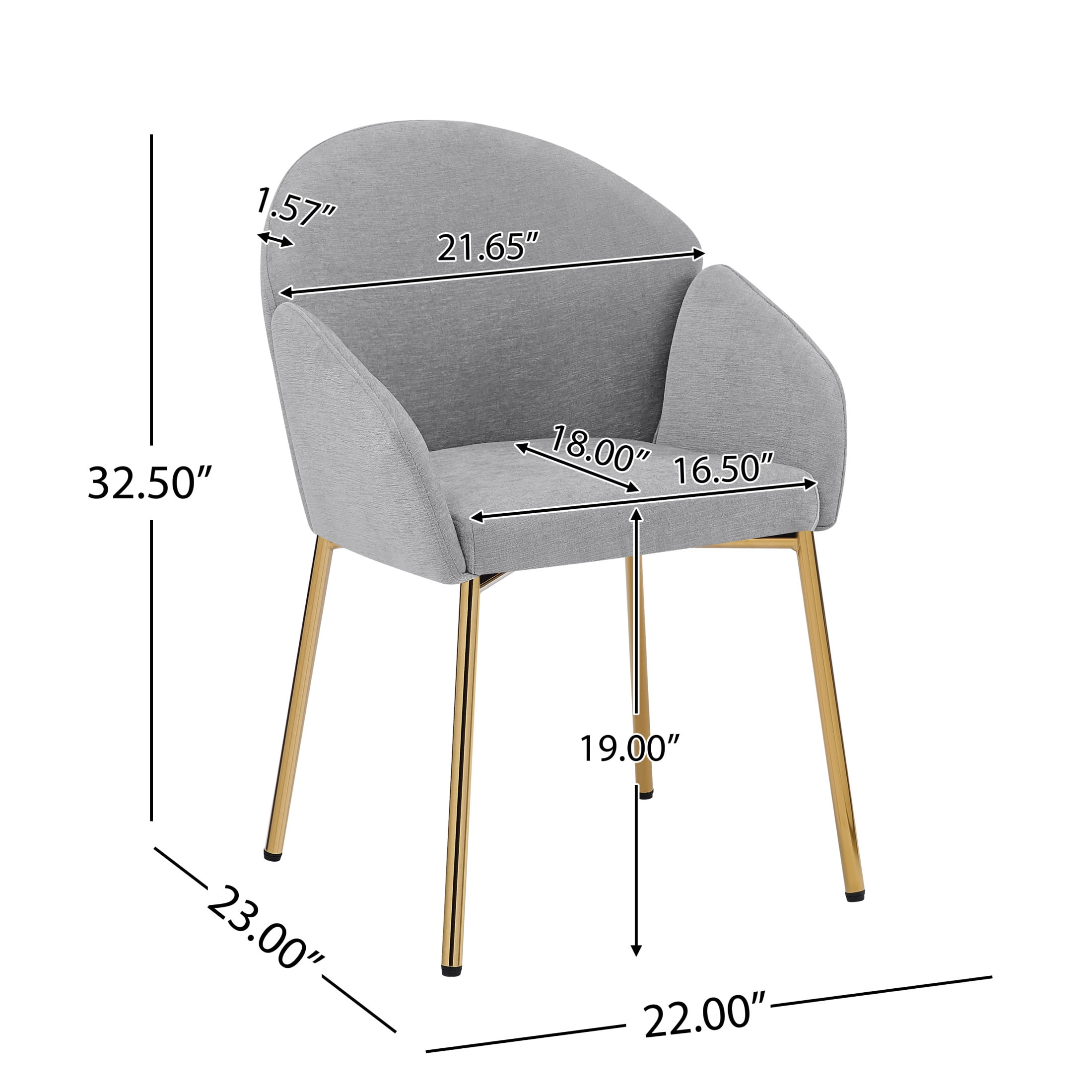 Set of 2 Grey Polyester Round Back Dining Chairs