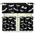 thumbnail image 1 of Halloween Bat Kitchen Curtains and Valances 3 Piece Set,Valance Curtains for Kitchen Windows Halloween Kitchen Curtains Tiers and Valances for Cafe Living Room Window Decoration, 1 of 5