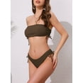 thumbnail image 2 of DARING DIVA Women's Bandeau Drawstring Side Tie Bikini Sets Small Brown, 2 of 6