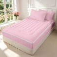 thumbnail image 2 of Manfei Geometric Checkered Zipper Full Size Comforter Sets with Fitted Sheet and 2 Pillowcases,Minimalist Grid Zipper Bedding Set,Light Pink,Reversible,4pcs, 2 of 8