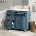 thumbnail image 6 of DTTRA 36" Freestanding Bathroom Vanity with Ceramic Sink, 2 Doors and 4 Drawers, Gray Blue, 6 of 7