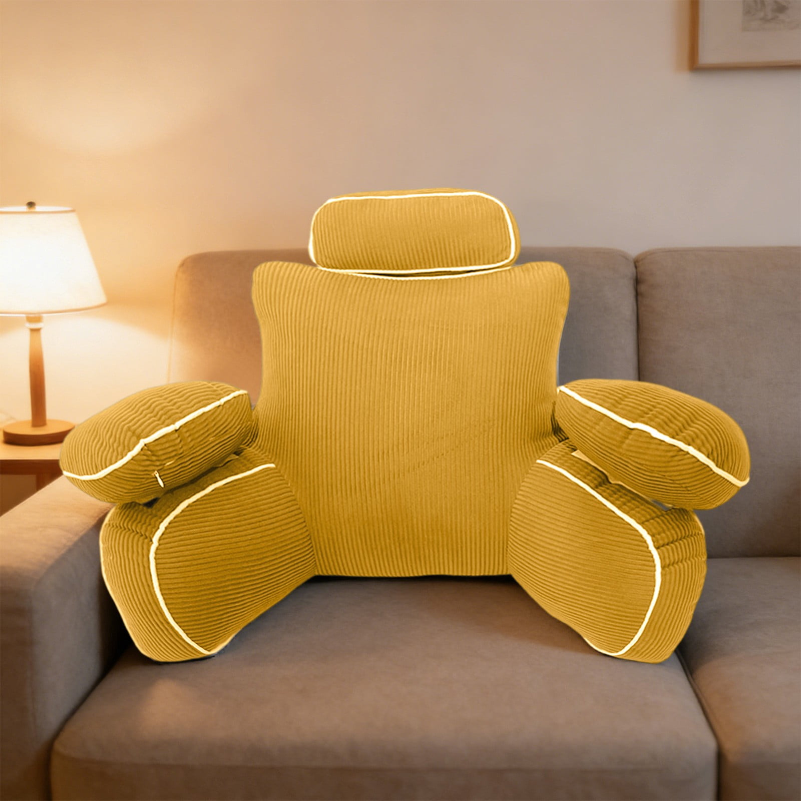 Oversized Bed Head Rest Cushion, Plush Upholstered Ergonomic Compressed Design, Full Body Back Support Pillow for bedroom, dormitory, sofa leisure and daily sitting comfort