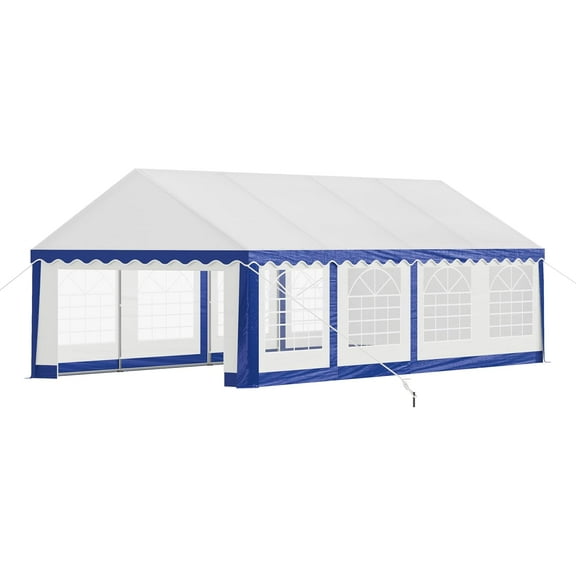 LUXOAK 13x26 FT Party Gazebo with Rolled Sidewalls, Heavy Duty Outdoor Wedding Tent
