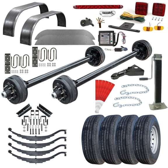 8000 lb TK Tandem Axle Bumper Pull Trailer Parts Kit - 16K Capacity Heavy Duty (Complete Original Series) 9/16" Studs, 75" Hubface 56" Spring Center