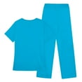 thumbnail image 2 of NAMTYQX Womens Scrub Sets Stretch Scrub Top & Jogger Pant Casual Floral with Pockets Short Sleeve V-Neck Sky Blue Size M, 2 of 4