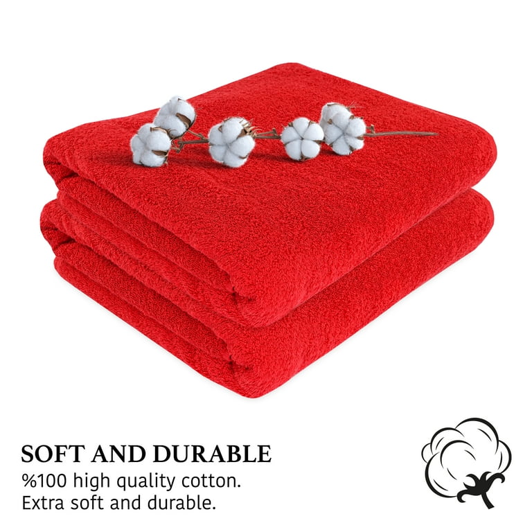 SussexHome Hotel-Quality 4 x Large Bath Towels - Ultra-Absorbent
