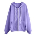 thumbnail image 4 of Stichou Women's 2025 Zip Up Y2K Hoodies Casual Long Sleeve Sweatshirts Fall Spring Track Jackets with Pockets Purple 2XL, 4 of 8