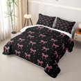 thumbnail image 3 of Manfei Pink Bow Knot Loves Bed Spread Queen,Minimalist Geometric Polkadot Queen Coverlet Set,3pcs,1 Quilt and 2 Pillowcases, 3 of 7