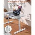 thumbnail image 4 of Adjustable Laptop Bed Desk, Potuopy Leather Bed Table Tray with Removable Stopper, Foldable Laptop Desk for Working Writing Drawing Eating on Couch Floor Bed, Gray(21.65"*13"), 4 of 12