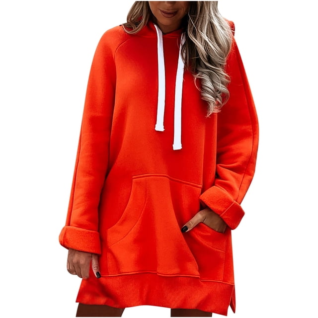 Sudadera de mujer con capucha, bolsillo grande, manga larga, cuello en V, costura lateral de felpa dividida Fridja fksj3844