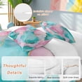 thumbnail image 2 of 3 Piece Teal Pink Duvet Cover Set Queen Size, Microfiber Comforter/Quilt Cover with Corner Ties and 2 Pillowcases, Modern Abstract Ink Painting Art Marble All Season Soft Bedding with Zipper Closure, 2 of 8