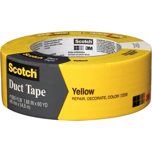 3M 1060YLWA 1.88" x 60 Yards Yellow Scotch Duct Tape