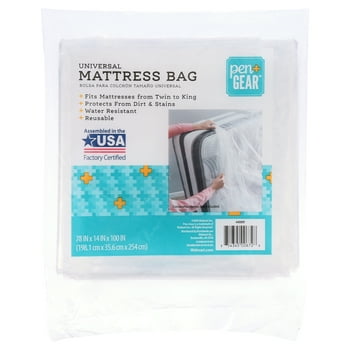Pen + Gear Universal Mattress Bag, Fits All Bed Sizes from Twin to King, Moving Supplies, Plastic, Clear