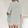 thumbnail image 5 of Ohufall Summer Beach Short Sets for Women Striped Short Sleeve Lapel Button Shirts with Shorts 2 Piece Sets, 5 of 6