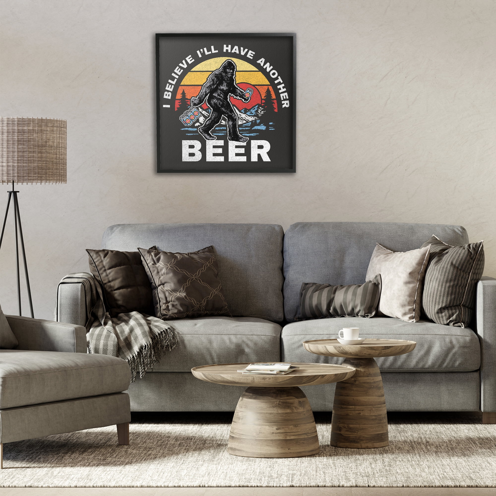 Stupell Industries Another Beer Monster Novelty Painting Black Framed Art Print Wall Art, 24 x 24