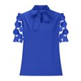 thumbnail image 5 of Rezuofi 2 Pcs Womens Dressy Chiffon Blouse Business Work Casual Tie Neck Shirt Tops, 5 of 7