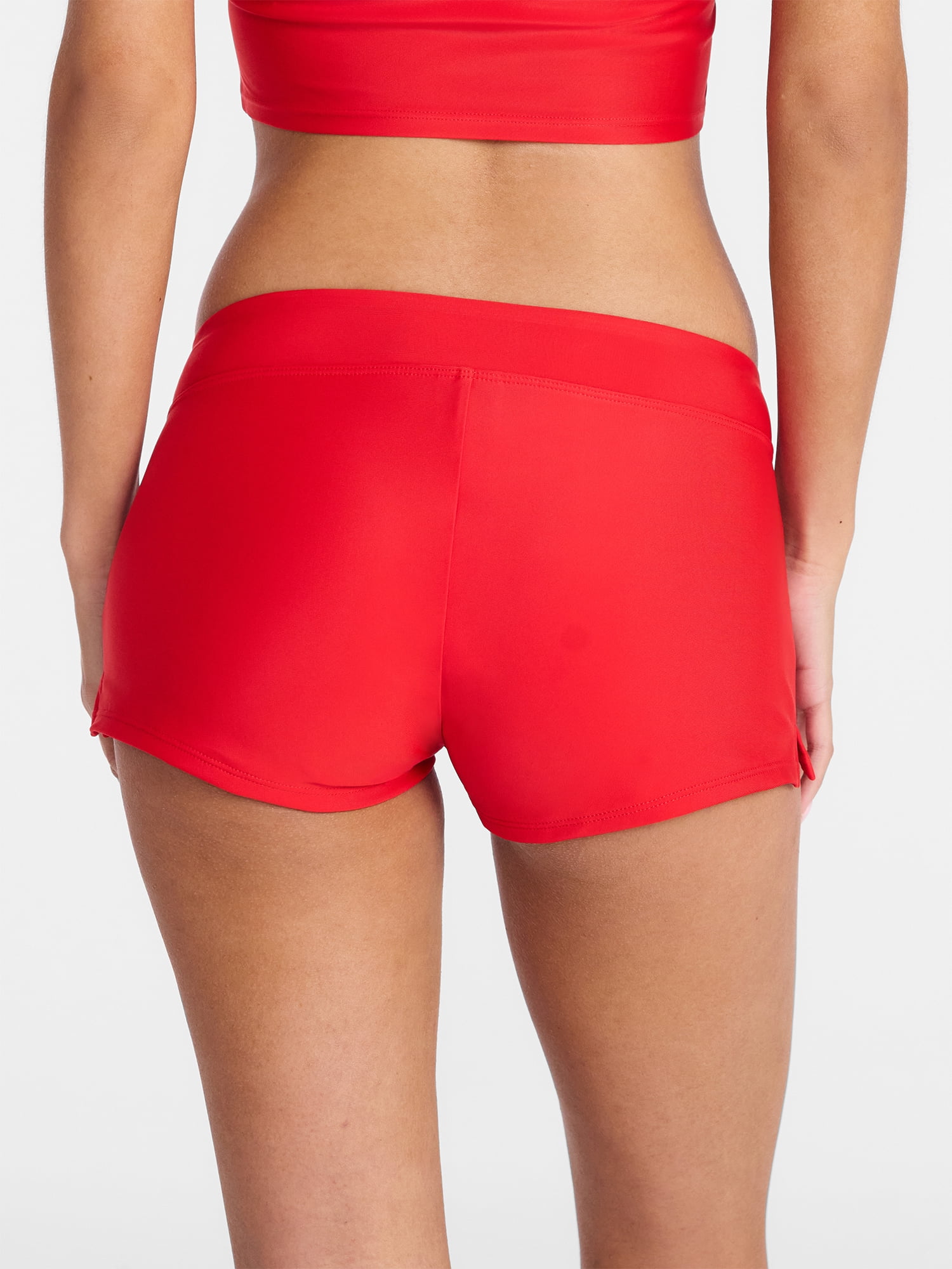 No Boundaries Solid Red Swim Shorts, Women's XXS-XXL