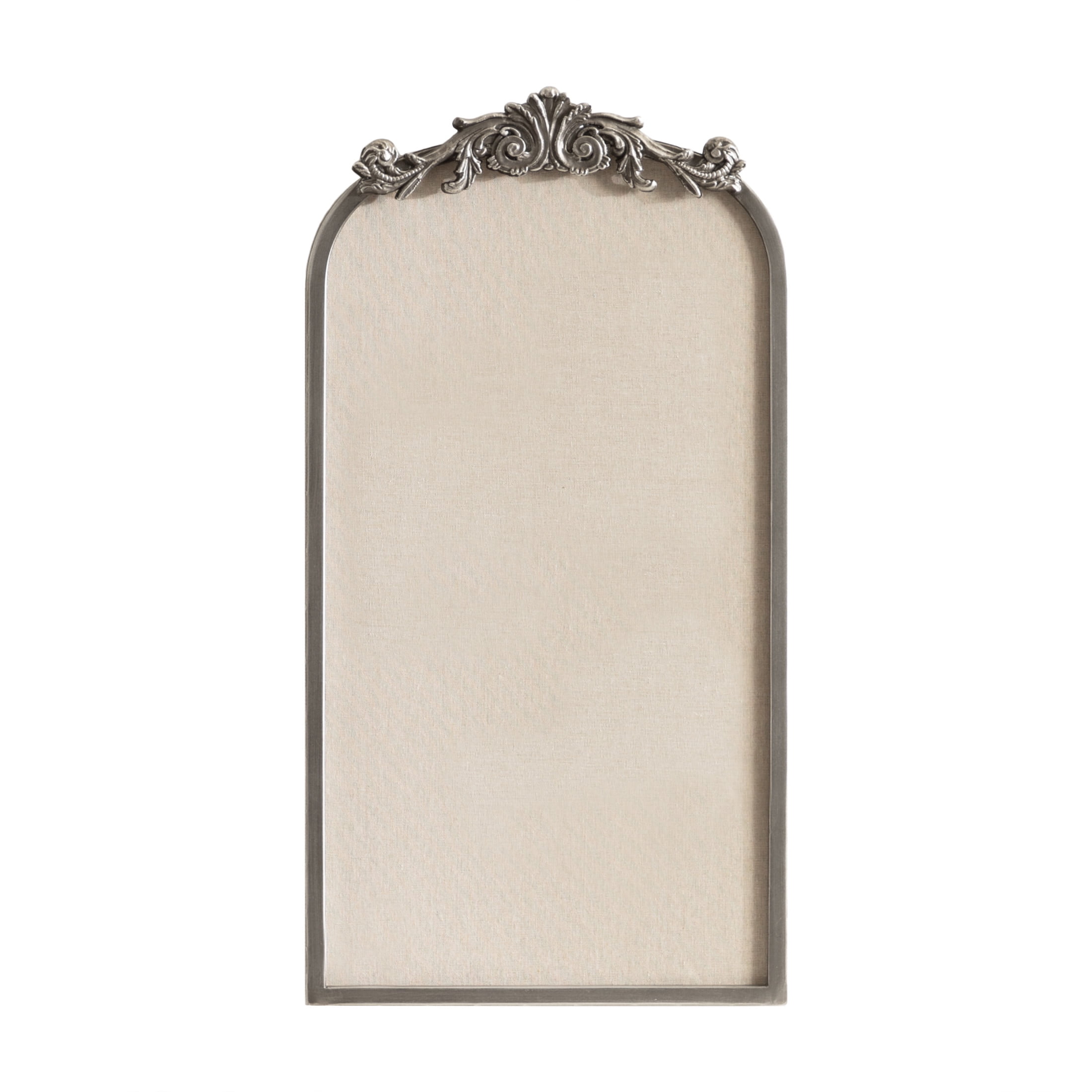 Kate and Laurel Arendahl Arch Pinboard, 13 x 25, Silver, Framed Arched Ornate Vintage Cork Board for Use as Motivational Vision Board or Wall Organizer