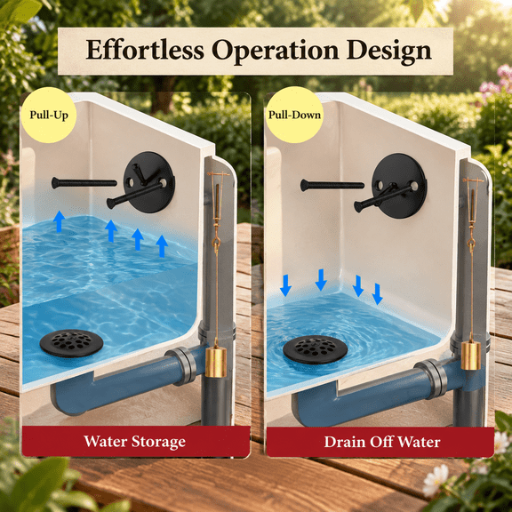 Bathtub Drain Replacement Kit-black-001, Matte Black Tub Drain with Tip-Stopper & Overflow Plate