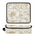 thumbnail image 5 of Hair Tools Storage with Heat Resistant Mat- Large Golden-colored Peony Flower Printed Design Curling Iron Travel Bag/Flat Iron Case for Women, 5 of 8