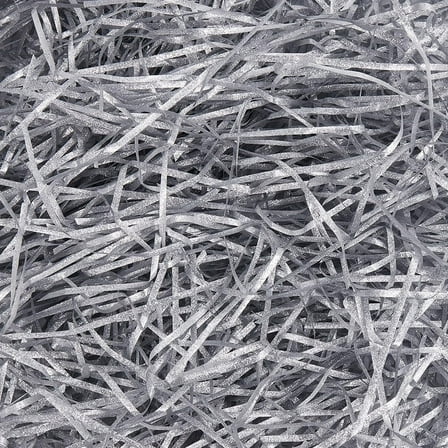 90G Glitter Raffia Paper Shreds Silver Gift Box Filler Bulk Metallic Crinkle Cut Shred Tissue Wrapping Bags Cushion Shredded Confetti Basket Grass Filler for DIY