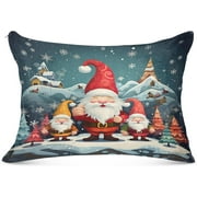 Bestwell Cute Christmas Gnome Plush Pillow Case,Zippered Bed Pillow Pillowcases,Super Soft and Cozy Pillowcase Covers for Sleep Decoration - Standard Size 20x26in