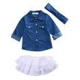 thumbnail image 2 of GRNSHTS 3PCS Toddler Baby Girls Party Outfit Set,Cotton Short Sleeve Denim Tops Tutu Skirts With Headband Blue 1-2 Years, 2 of 6