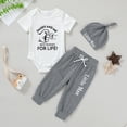 thumbnail image 2 of Happy Town Baby Boys Romper Summer Clothes Short Sleeve Jumpsuit + Pants + Hat 3-Piece Infant Set, 2 of 8