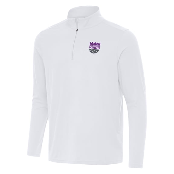 Men's Antigua White Sacramento Kings Intent Quarter-Zip Top