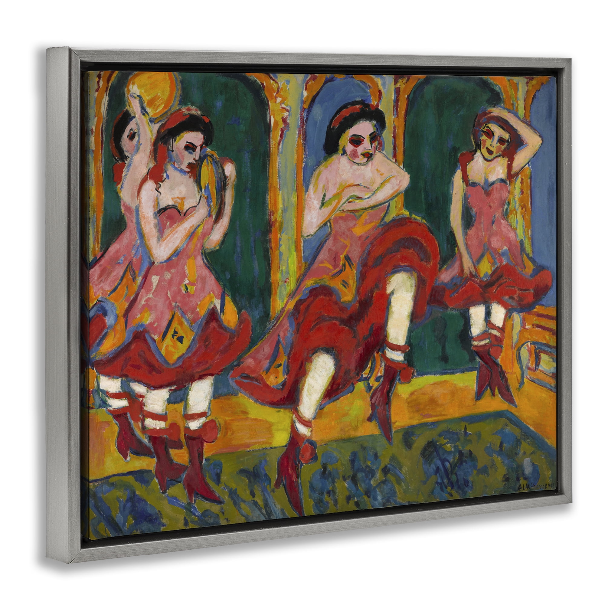 Stupell Industries Classic Czardas Dancers People Painting Gray Floater Framed Canvas Art Print Wall Art, 31 x 25