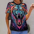 thumbnail image 6 of Tiger Animal Graffiti Women's Short Sleeve Tops Casual Blouses T Shirt, 6 of 6