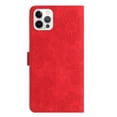 thumbnail image 3 of Leather For Apple iPhone 14 Pro Case Flower Embossed 3-card  Flip Wallet Leather Case with Card Holder Magnetic Closure ,Detachable Wrist Strap,Shockproof Phone Cases Cover,Red,For iPhone 14 Pro, 3 of 10